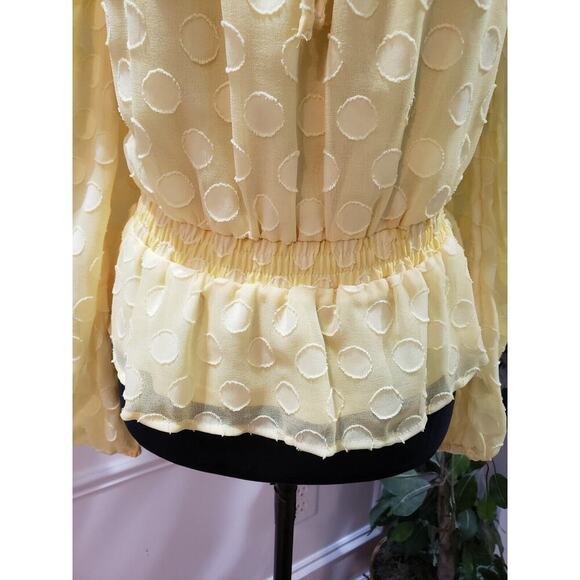 Lauren Conrad Women's Yellow 100% Polyester Scoop Neck Long Sleeve Top Blouse S - Picture 4 of 12